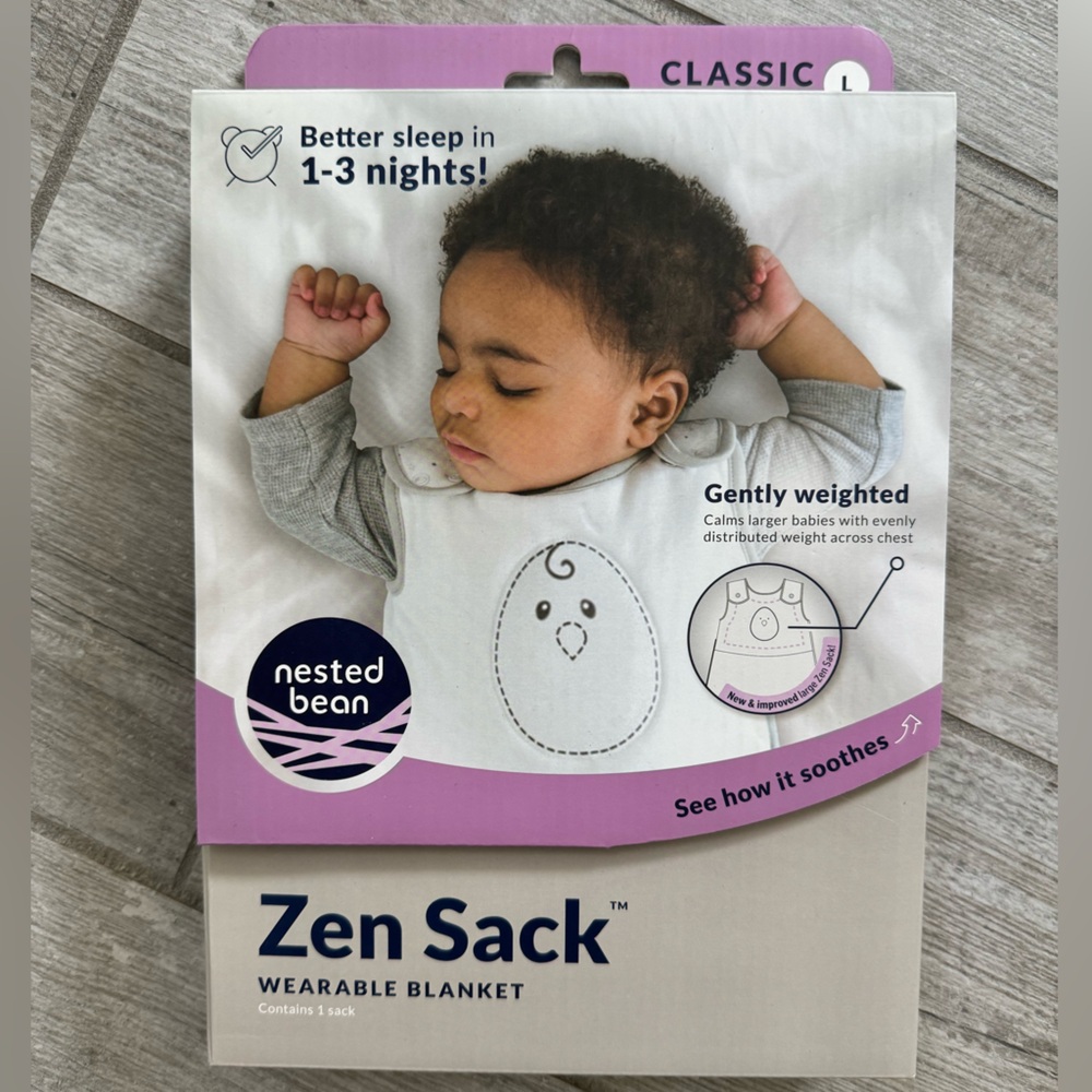 NWT New in box Nested Bean Zen Sack Wearable Blanket Lavender tog 0.5